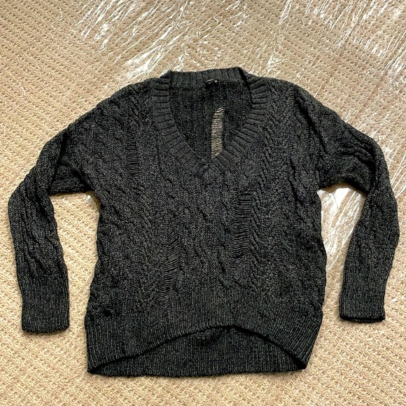 Express | Sweaters | New Express Distressed Chunky Knit Cable Sweater ...